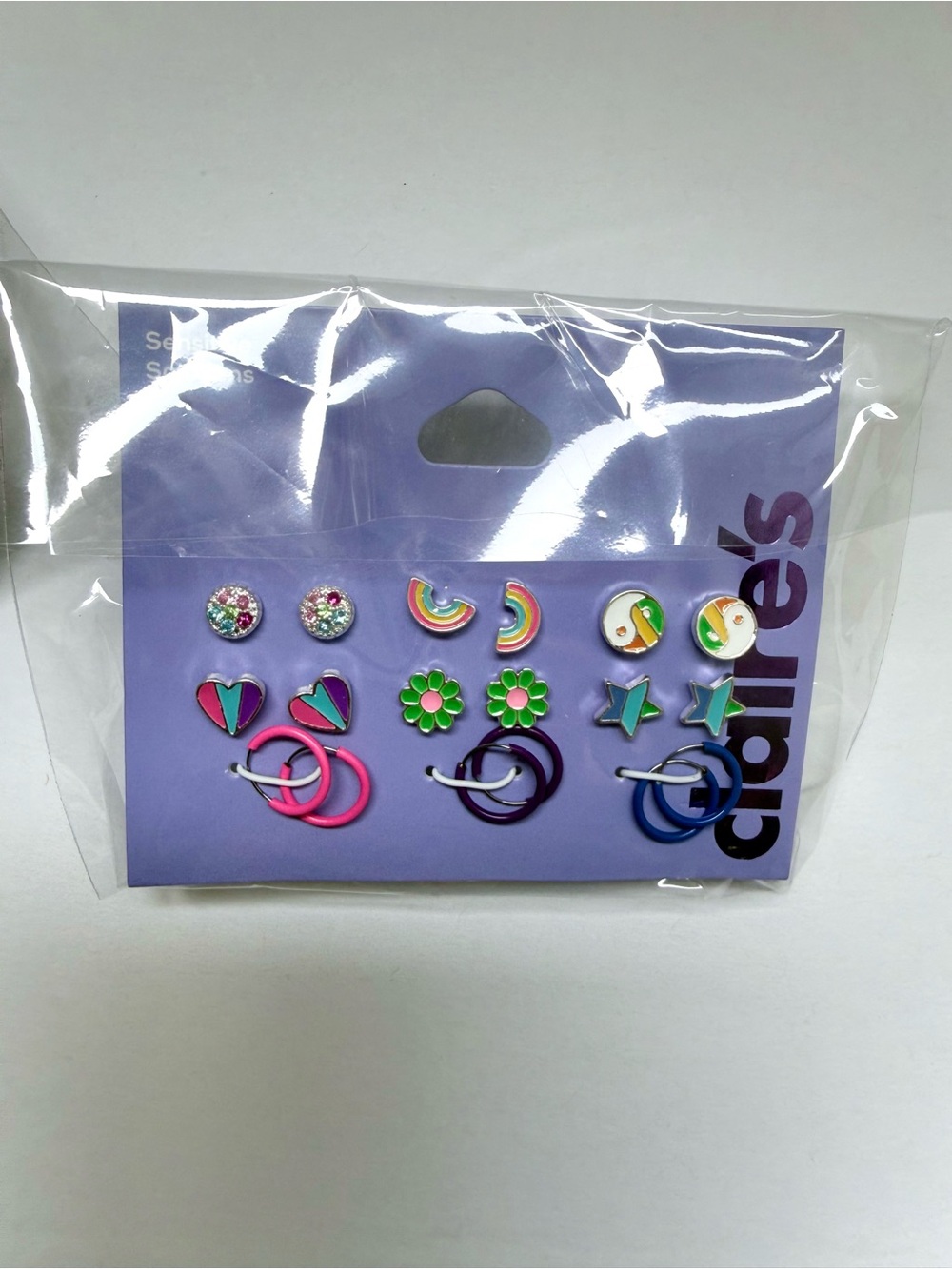 Claire's Multicolor Kids Earring Set - Pink, Purple, Blue, Green